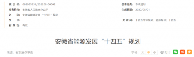 安徽：十四五新增風(fēng)電388萬千瓦、光伏1430萬千瓦