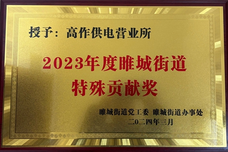 國網(wǎng)江蘇電力睢寧縣供電公司高作供電所被授予2023年度特殊貢獻(xiàn)獎(jiǎng)