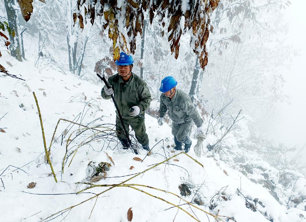 國(guó)網(wǎng)鄖西縣供電公司雪后特巡山區(qū)易覆冰線路